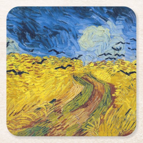 Vincent van Gogh _ Wheatfield with Crows Square Paper Coaster