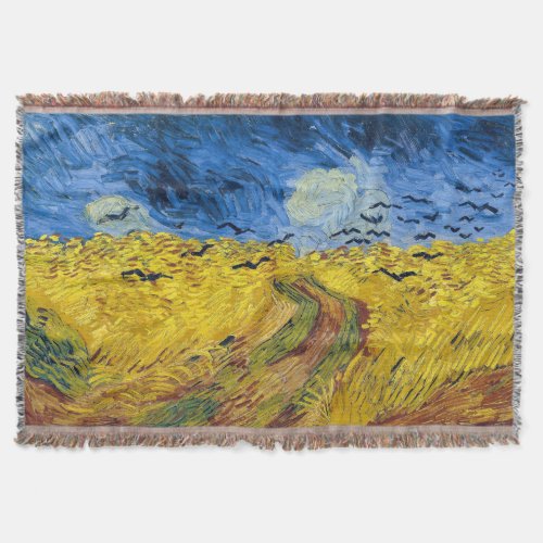 Vincent van Gogh _ Wheatfield with Crows Throw Blanket