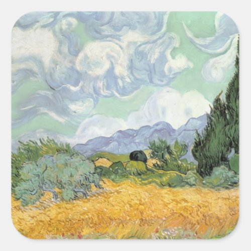 Vincent van Gogh  Wheatfield with Cypresses 1889 Square Sticker