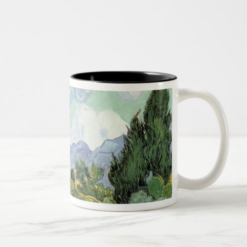Vincent van Gogh  Wheatfield with Cypresses 1889 Two_Tone Coffee Mug