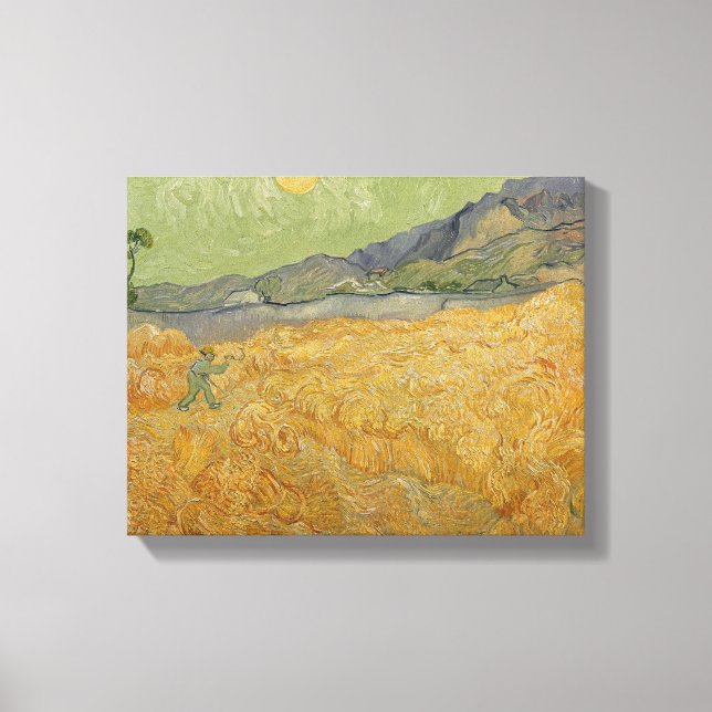 Vincent van Gogh | Wheatfield with Reaper, 1889 Canvas Print (Front)