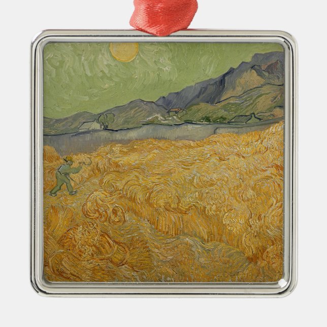 Vincent van Gogh | Wheatfield with Reaper, 1889 Metal Ornament (Front)