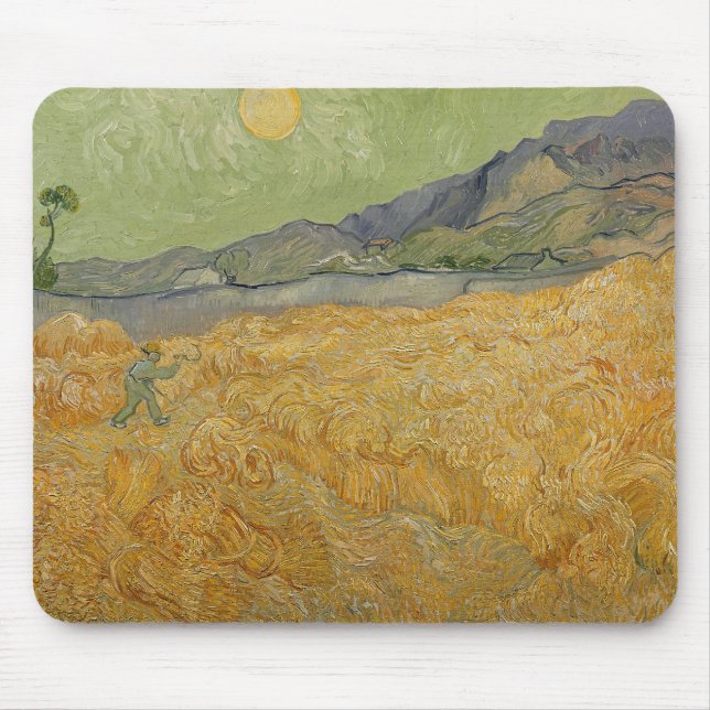 Vincent van Gogh | Wheatfield with Reaper, 1889 Mouse Pad (Front)