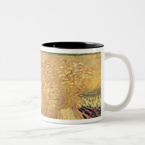 Vincent van Gogh  Wheatfield with Sheaves 1888 Two_Tone Coffee Mug