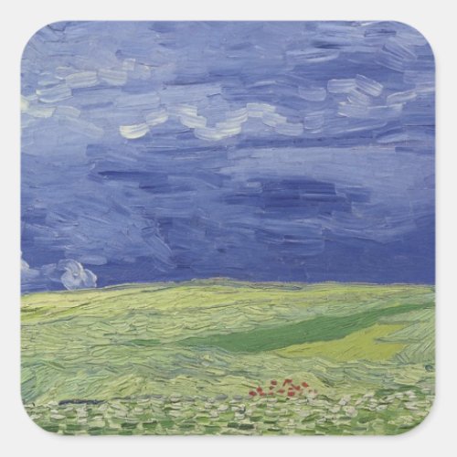 Vincent van Gogh  Wheatfields under Thundercloud Square Sticker