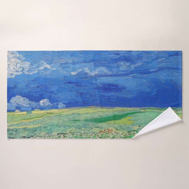 Vincent van Gogh - Wheatfields under Thunderclouds Bath Towel Set (Bath Towel)