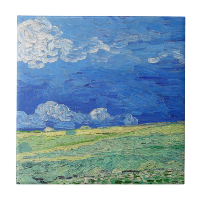 Vincent van Gogh - Wheatfields under Thunderclouds Ceramic Tile (Front)