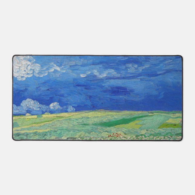 Vincent van Gogh - Wheatfields under Thunderclouds Desk Mat (Front)
