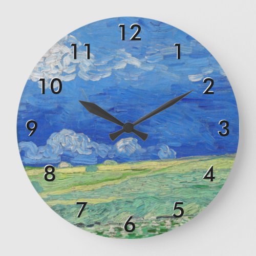 Vincent van Gogh _ Wheatfields under Thunderclouds Large Clock