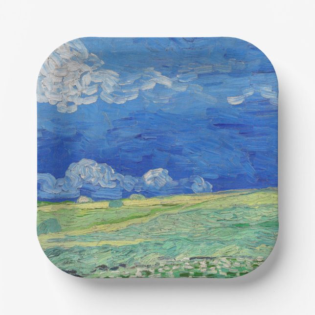 Vincent van Gogh - Wheatfields under Thunderclouds Paper Plates (Front)