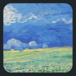 Vincent van Gogh - Wheatfields under Thunderclouds Square Sticker<br><div class="desc">Wheatfields under Thunderclouds - Vincent van Gogh,  1890</div>