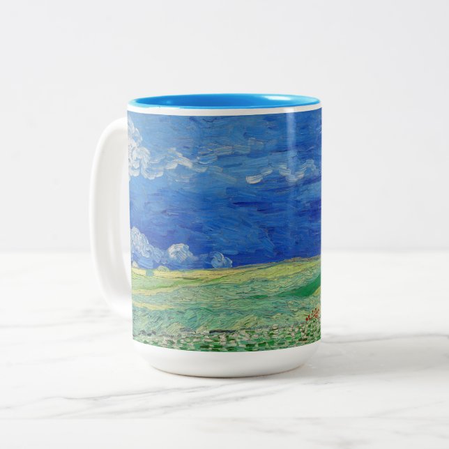 Vincent van Gogh - Wheatfields under Thunderclouds Two-Tone Coffee Mug (Front Left)