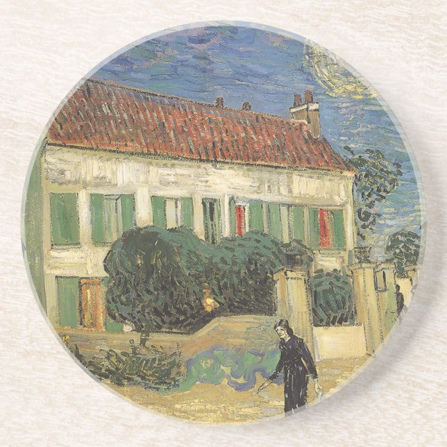 Vincent van Gogh - White House at Night Sandstone Coaster (Front)