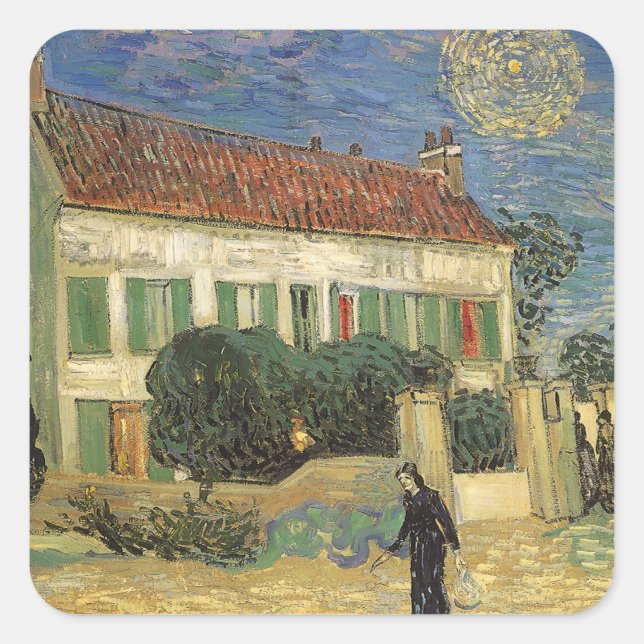 Vincent van Gogh - White House at Night Square Sticker (Front)