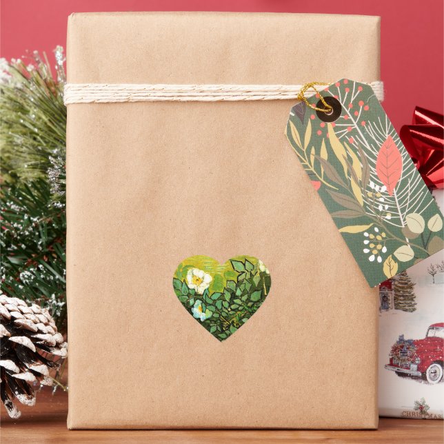 Vincent van Gogh - Wild Roses,  Heart Sticker (Holiday)