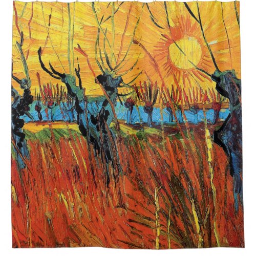 Vincent Van Gogh _ Willows At Sunset Fine Art Shower Curtain