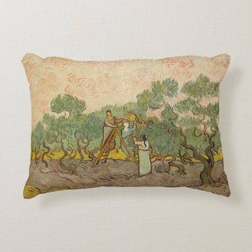 Vincent van Gogh _ Women Picking Olives Accent Pillow