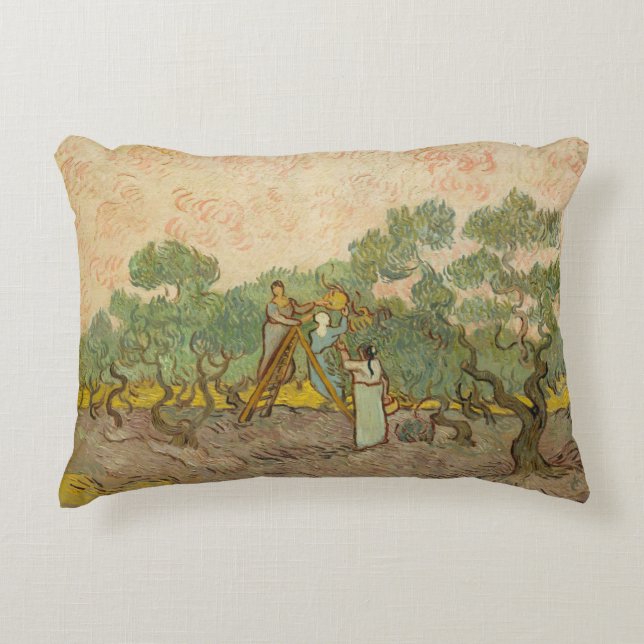 Vincent van Gogh - Women Picking Olives Accent Pillow (Front)