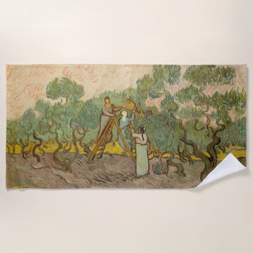 Vincent van Gogh _ Women Picking Olives Beach Towel