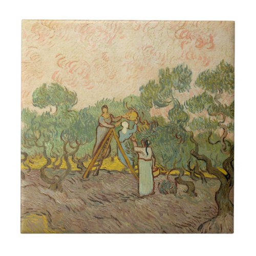 Vincent van Gogh _ Women Picking Olives Ceramic Tile