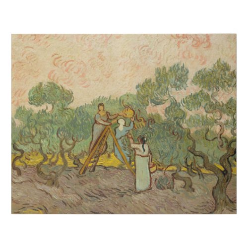 Vincent van Gogh _ Women Picking Olives Faux Canvas Print