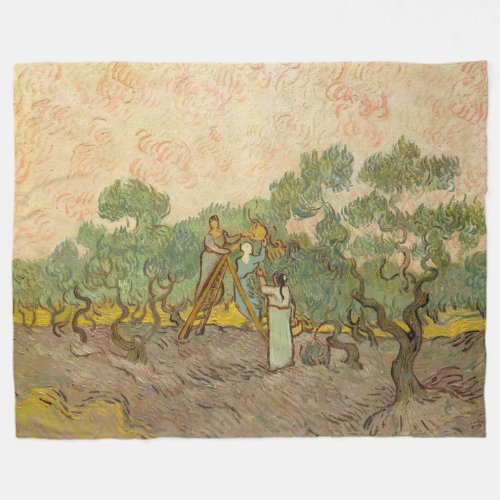 Vincent van Gogh _ Women Picking Olives Fleece Blanket