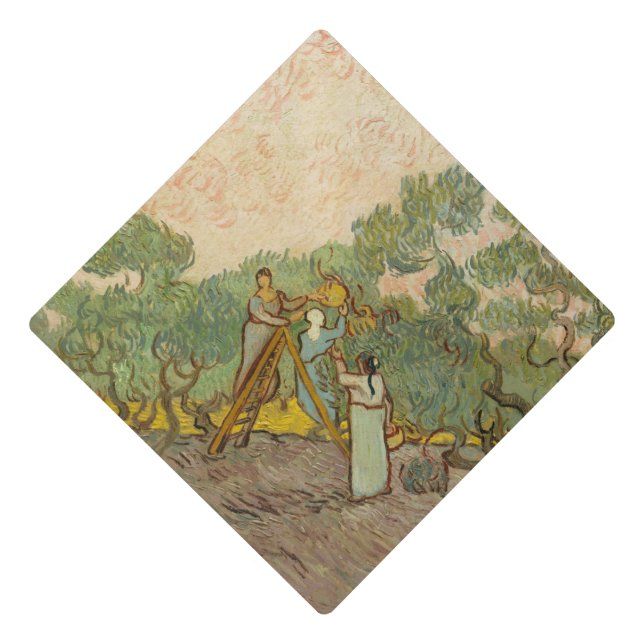 Vincent van Gogh - Women Picking Olives Graduation Cap Topper (Front)