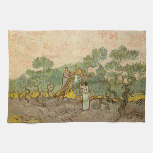 Vincent van Gogh _ Women Picking Olives Kitchen Towel