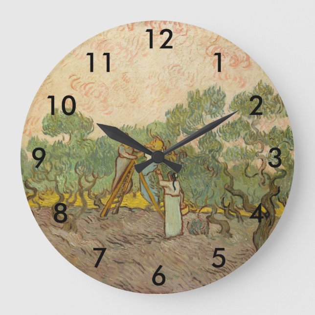 Vincent van Gogh - Women Picking Olives Large Clock (Front)
