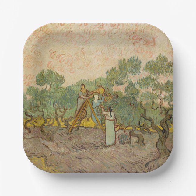 Vincent van Gogh - Women Picking Olives Paper Plates (Front)