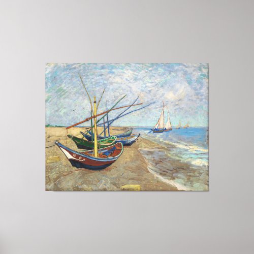 Vincent van Goghs Fishing Boats on the Beach Canvas Print
