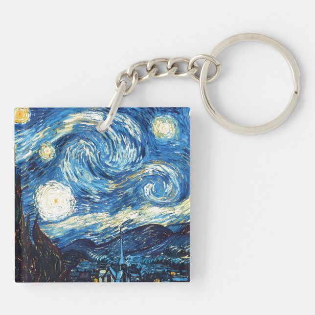 Vincent van Gogh's painting, Starry Night, Keychain (Back)