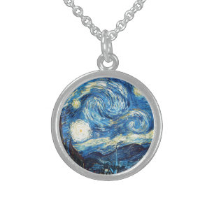 Vincent van Gogh's painting, Starry Night, Sterling Silver Necklace