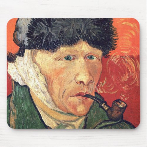 Vincent Van Goghs Self Portrait Bandaged EarPipe Mouse Pad