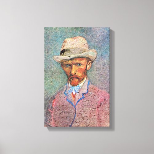 Vincent van Goghs Self_Portrait with a Gray Straw Canvas Print