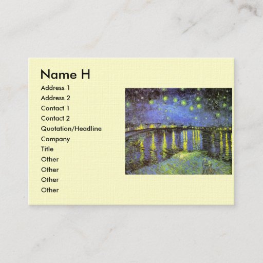 Customizable Vincent van Gogh's Starry Night Over the Rhone Business Card Templates