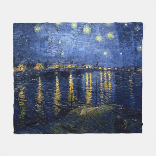 Vincent van Gogh's Starry Night Over the Rhone Fleece Blanket (Front (Horizontal))