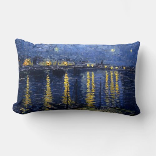 Vincent van Goghs Starry Night Over the Rhone Lumbar Pillow
