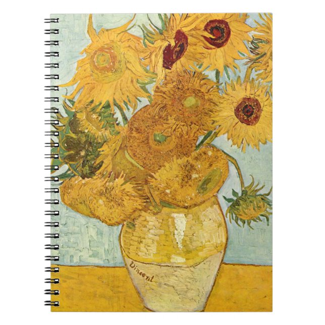 Vincent van Gogh's Stilleben mit 12 Sonnenblumen Notebook (Front)