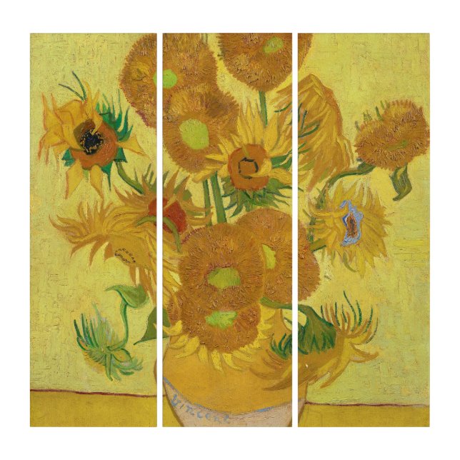 Vincent van Gogh's Sunflowers (1888) Triptych (Front)