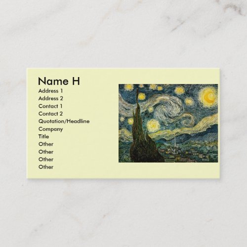 Vincent van Gogh's The Starry Night (1889) Business Card Templates