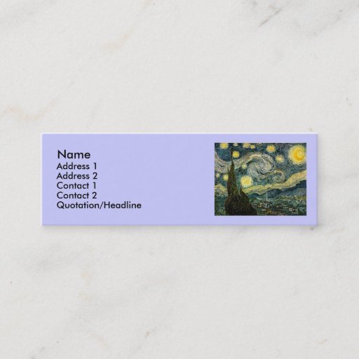 Customizable Vincent van Gogh's The Starry Night (1889) Business Card Templates