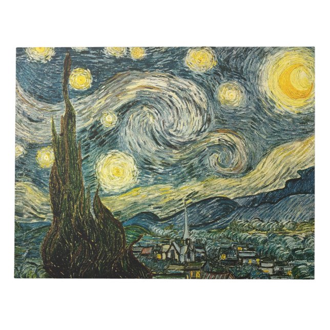 Vincent van Gogh's The Starry Night (1889) Notepad (Front)