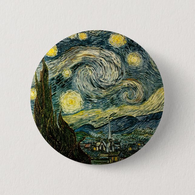 Vincent van Gogh's The Starry Night (1889) Pinback Button (Front)