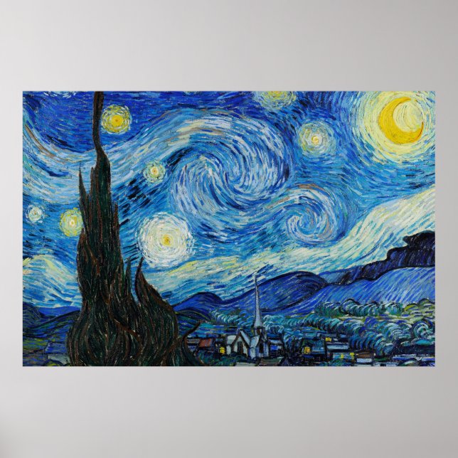Vincent Van Gogh's The Starry Night (1889) Poster (Front)