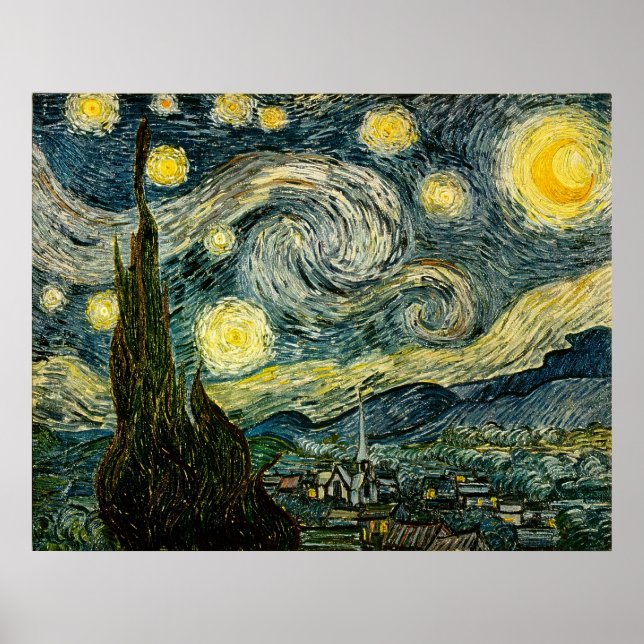 Vincent van Gogh's The Starry Night (1889) Poster (Front)
