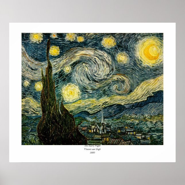 Vincent van Gogh's The Starry Night (1889) Poster (Front)