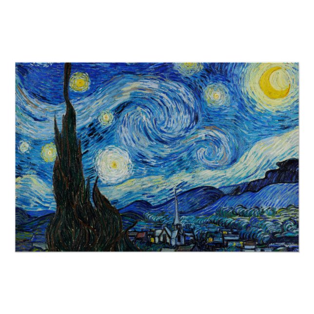 Vincent Van Gogh's The Starry Night (1889) Poster (Front)