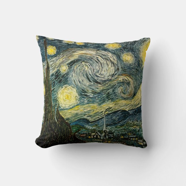 Vincent van Gogh's The Starry Night (1889) Throw Pillow (Front)