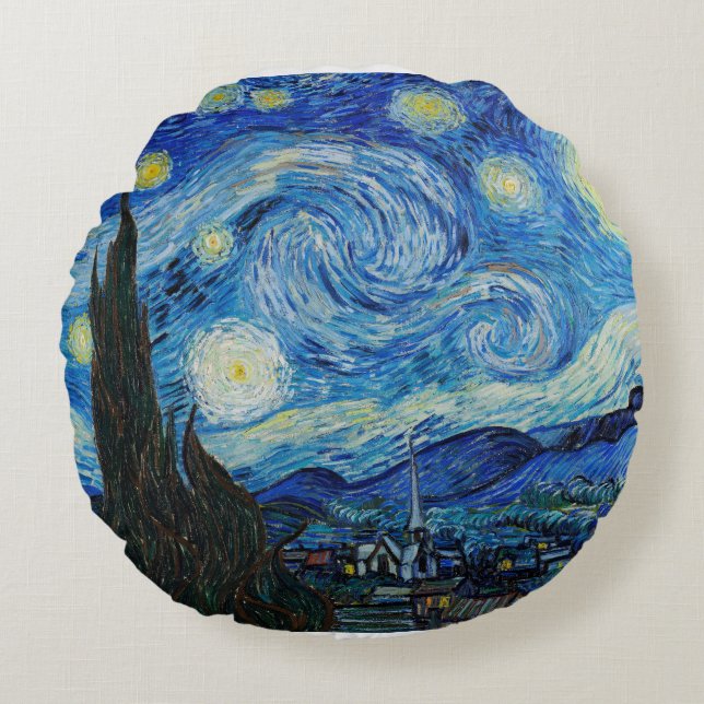 Vincent Van Gogh's The Starry Night Round Pillow (Front)